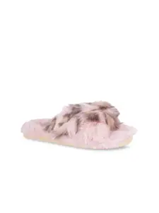 London Rag Women Pink Fur One Toe Flats