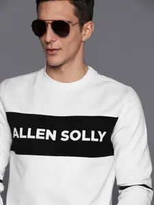 Allen Solly Men White & Black Brand Logo Print Sweatshirt