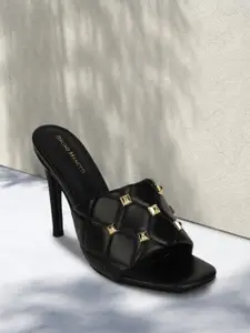 Bruno Manetti Black Embellished Leather Stiletto Heeled Boots