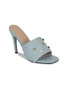 Bruno Manetti Women Blue Leather Stiletto Sandals
