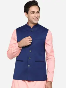 MODI JACKET Men Blue Solid Woven Nehru Jacket