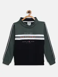 Octave Boys Olive Green Colourblocked High Neck Sweatshirt
