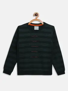 Octave Boys Green Striped Sweatshirt