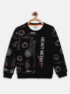 Octave Boys Black Printed Sweatshirt