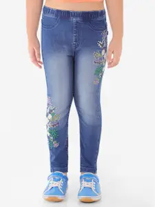 Naughty Ninos Girls Blue Light Fade Embroidered Jeans