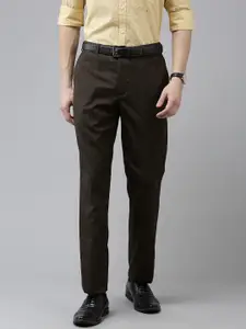 Park Avenue Men Brown Textured Formal Trousers