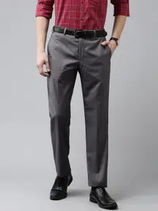 Park Avenue Men Grey Smart Fit Trousers