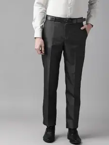 Park Avenue Men Black Smart Fit Solid Formal Trousers