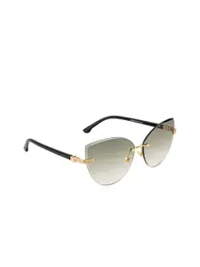 Ted Smith Women Green Lens & Gold-Toned Cateye Sunglasses with UV Protected Lens ELAN_C4