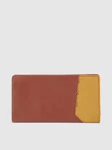 Baggit Women Tan Brown & Mustard Yellow Colourblocked LEYLA M E ASHLYN Two Fold Wallet