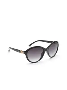 IRUS by IDEE IRUS by IDEE Women Black Lens & Black Oval Sunglasses IRS1045C1SG