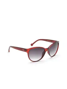 IRUS by IDEE Women Black Lens & Red Oval Sunglasses IRS1053C2SG-Red