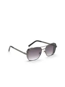 IRUS by IDEE Men Black Lens & Gunmetal-Toned Square Sunglasses IRS1057C2SG