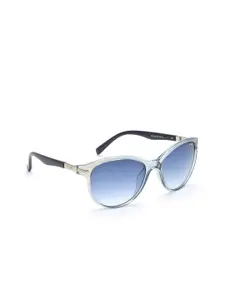 IRUS by IDEE Women Silver-Toned & Blue Oval Sunglasses IRS1043C4SG