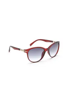 IRUS by IDEE Women Blue Lens & Red Oval Sunglasses IRS1043C3SG-Red