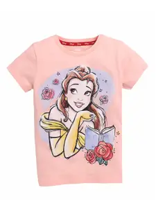 KINSEY Girls Pink & Beige Belle Princess Printed Bio Finish Pure Cotton T-shirt