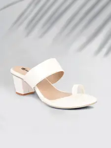 Picktoes White Embellished Block Sandals