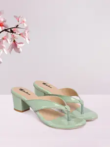 Picktoes Green Block Heels