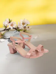 Picktoes Pink Textured Block Heels