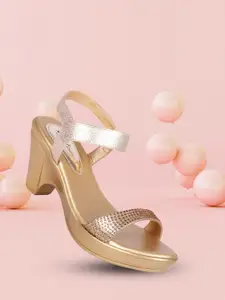 Picktoes Women Gold-Toned Embellished Block Heels