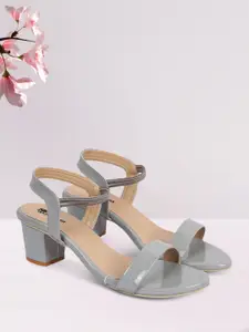 Picktoes Grey Textured Block Sandals