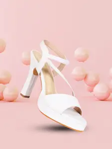 Picktoes Women White Flatform Heels