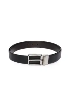 Tommy Hilfiger Men Black & Brown Textured Leather Reversible Belt