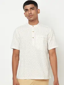Fabindia Men White Ethnic Motifs Printed Kurta