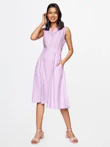 AND Lavender Solid A-Line Dress