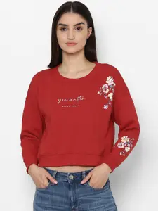 Allen Solly Woman Women Red & White Printed Sweatshirt