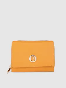 Tommy Hilfiger Women Yellow Leather Three Fold Wallet