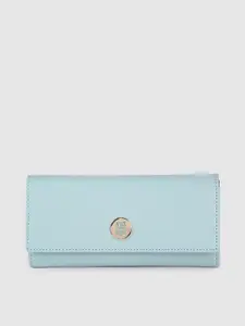 Tommy Hilfiger Women Blue Leather Three Fold Wallet