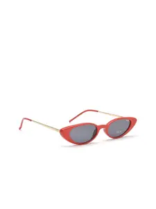 IDEE Women Black Lens & Red Full Rim Cateye Sunglasses IDS2580C5SG