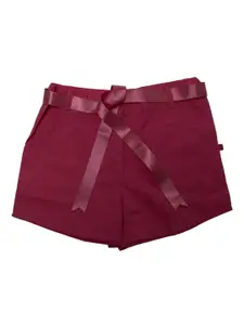 Nino Bambino Girls Red Regular Shorts