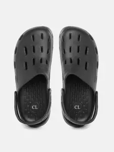 Carlton London Men Black Solid Clogs with Cut-Outs