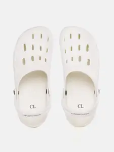 Carlton London Men Off White Solid Clogs with Cut-Outs