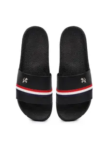 PERY PAO Men Black & Red Striped Rubber Sliders