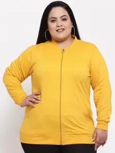 plusS Women Yellow Hooded Sweatshirt