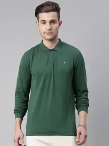 Breakbounce Men Green Solid Polo Collar T-shirt