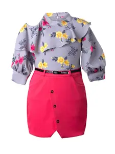 Hunny Bunny Grey Floral A-Line Dress