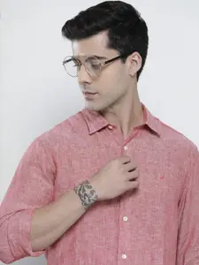 Nautica Men Maroon Classic Fit Linen Casual Shirt