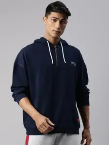 FILA Men Navy Blue Hooded Sweatshirt