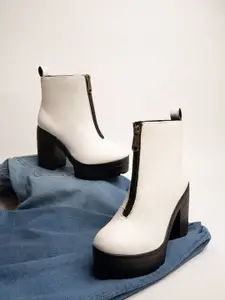 Shoetopia White Platform Heeled Boots