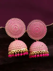 Crunchy Fashion Woman Pink Classic Jhumkas Earrings
