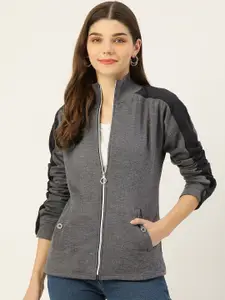 BRINNS Women Charcoal Grey Solid Sweatshirt