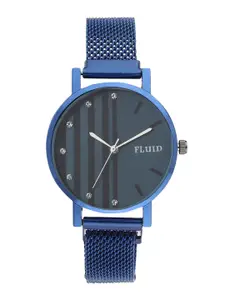 FLUID Women Black Printed Analogue Magnetic Strap Watch FL-Mag-BL-01