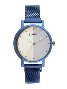 FLUID Women White Solid Dial & Blue Bracelet Style Straps Analogue Watch FL-Mag-BL-07
