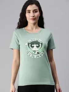 The Souled Store Women Green & Off White Powerpuff Girls Printed T-shirt