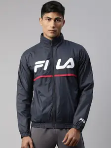 FILA Men Navy Blue Brand Logo Running Sporty Jacket