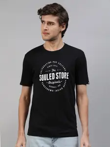 The Souled Store Men Black Typography Printed T-shirt